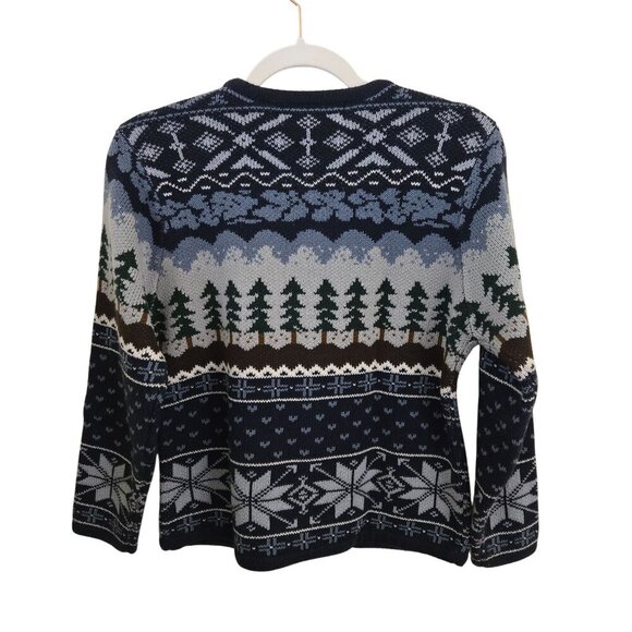 Crystal Kobe Petite Vintage Outdoor Intarsia Knit Cardigan Sweater Size Sp - Picture 3 of 7